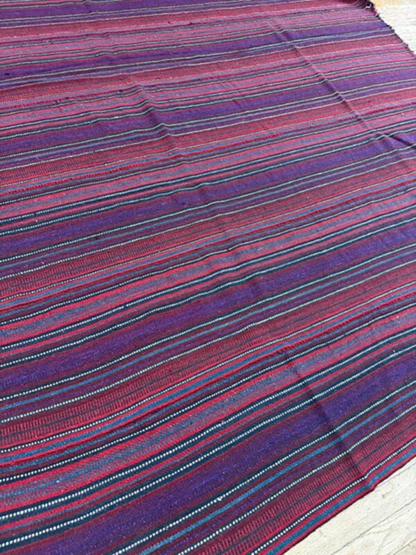 1950s multicolor stripe modern decorative flatwoven turkish kilim small rug 6 1950s multicolor stripe modern decorative flatwoven turkish kilim small rug - detail view 5