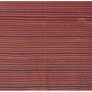 1950s Multicolor Stripe Vintage Turkish Decorative Kilim Small Flatweave Rug