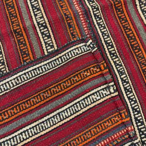 1950s Vintage Multi Red Stripe Modern Flatweave Decorative Turkish Kilim Rug - detail view 4