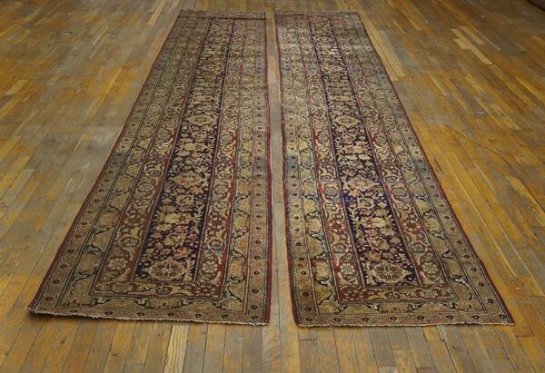 19th century pair of s. E. Persian kirman laver runner carpets ( 2'6" x 15'4" ) 2 19th century pair of s. E. Persian kirman laver runner carpets ( 2'6" x 15'4" ) - detail view 1