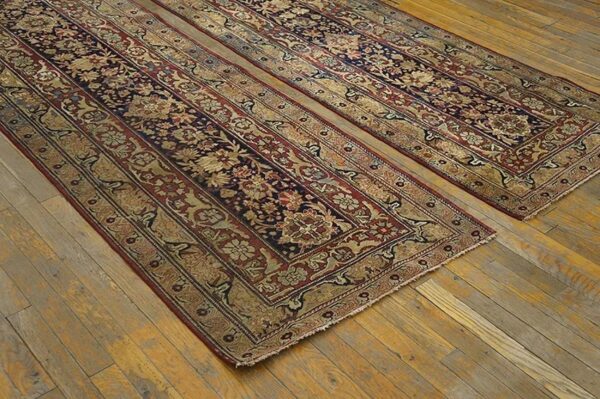 19th century pair of s. E. Persian kirman laver runner carpets ( 2'6" x 15'4" ) 3 19th century pair of s. E. Persian kirman laver runner carpets ( 2'6" x 15'4" ) - detail view 2