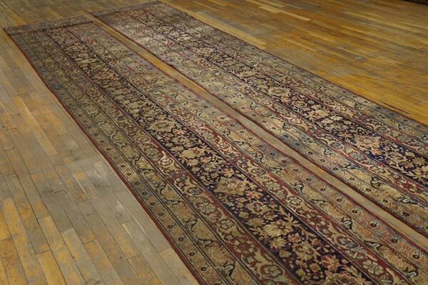 19th century pair of s. E. Persian kirman laver runner carpets ( 2'6" x 15'4" ) 4 19th century pair of s. E. Persian kirman laver runner carpets ( 2'6" x 15'4" ) - detail view 3