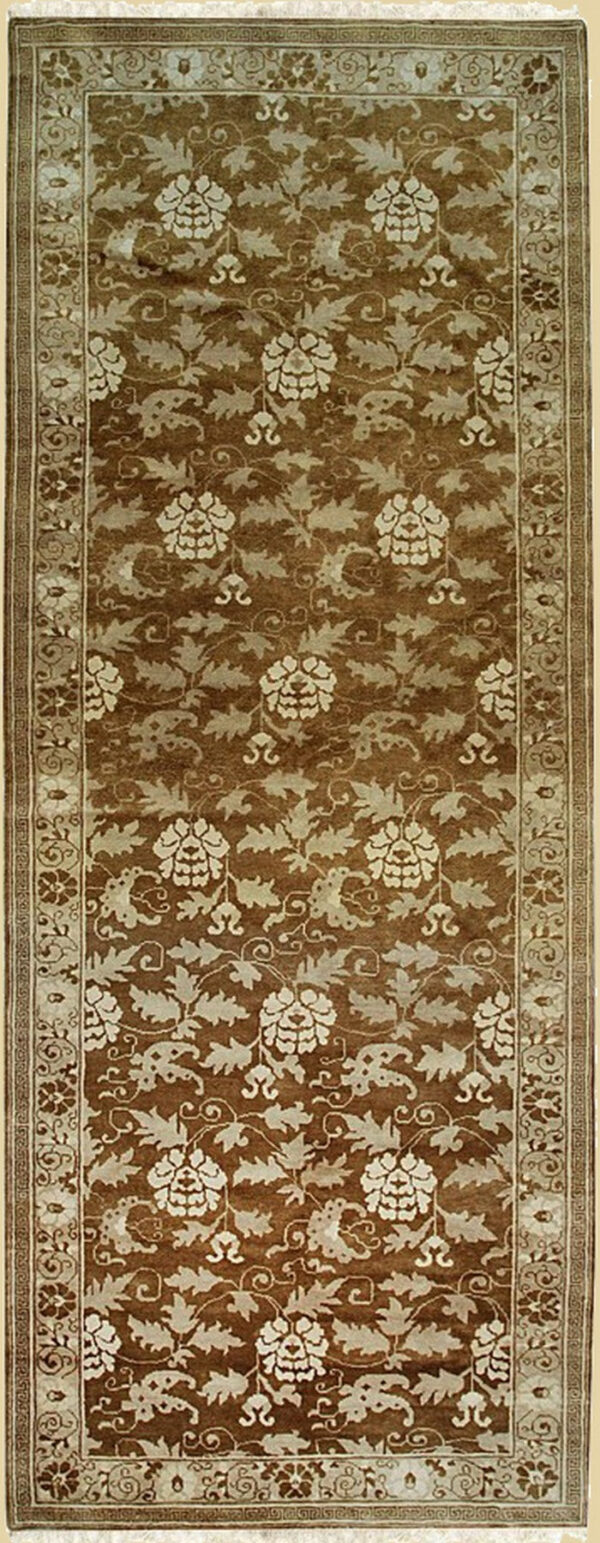 Handmade wool beige transitional all over ningxia gallery rug 6 x 16 2 Handmade wool beige transitional all over ningxia gallery rug 6 x 16, detail view 1