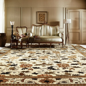 Handmade Wool Ivory Transitional All Over Ningxia Rug 9 x 12, detail view 3