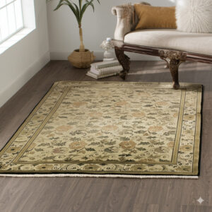 Handmade Wool Ivory Transitional All Over Ningxia Rug 9 x 12, detail view 2