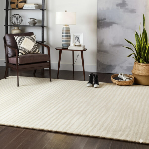 Golden solace gold hand tufted wool rug 5 x 8, detail view 3