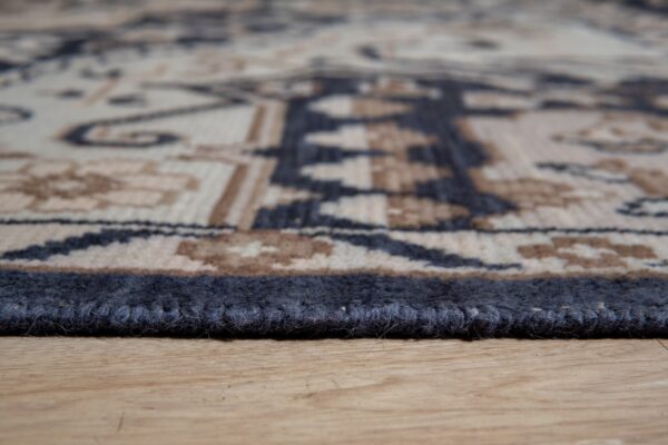 Majestic timeless charcoal hand knotted wool rug 9 x 12, detail view 2