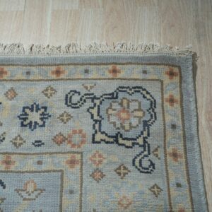 Captivating Timeless Light Blue Hand Knotted Wool Rug 10 x 14, detail view 2