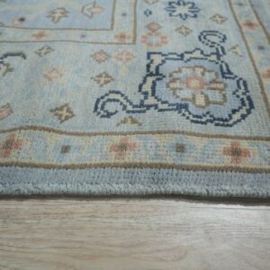 Captivating Timeless Light Blue Hand Knotted Wool Rug 10 x 14, detail view 3