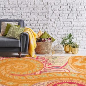 Timeless Elena Orange Hand Tufted Wool Rug 9 x 12, detail view 1