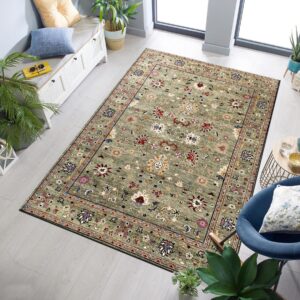 Ophelia Oriental Green Hand Knotted Wool Rug 8 x 10, detail view 1