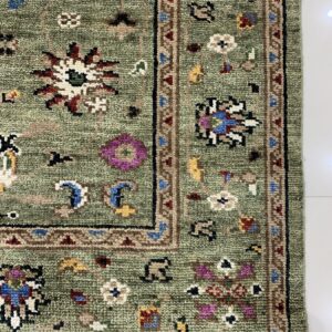Ophelia Oriental Green Hand Knotted Wool Rug 8 x 10, detail view 3