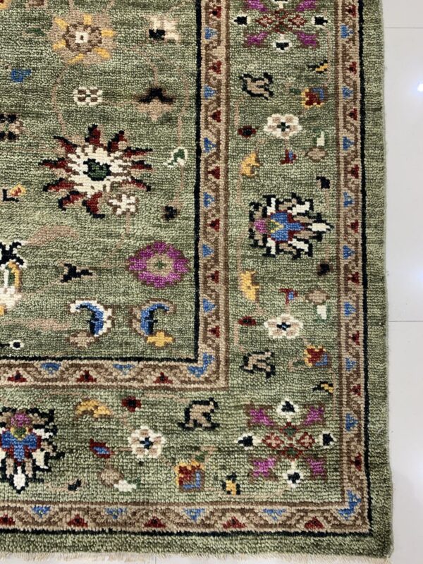 Ophelia oriental green hand knotted wool rug 8 x 10 4 Ophelia oriental green hand knotted wool rug 8 x 10, detail view 3