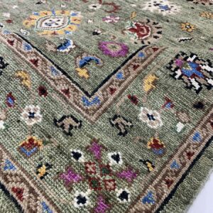 Ophelia Oriental Green Hand Knotted Wool Rug 8 x 10, detail view 2