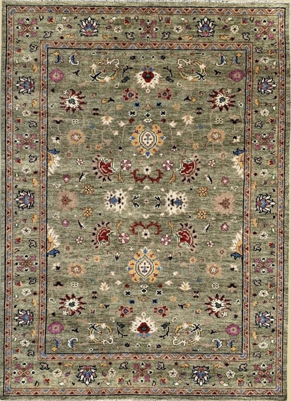 Ophelia oriental green hand knotted wool rug 8 x 10 1 Ophelia oriental green hand knotted wool rug 8 x 10, full view
