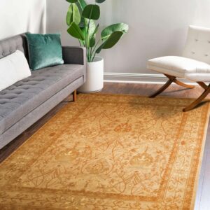 Hand Tufted Wool Beige Traditional Oriental Morris Rug 6 x 6 Square, detail view 1