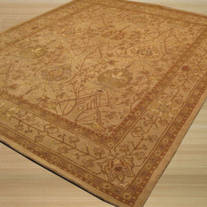 Hand Tufted Wool Beige Traditional Oriental Morris Rug 6 x 6 Square, detail view 3