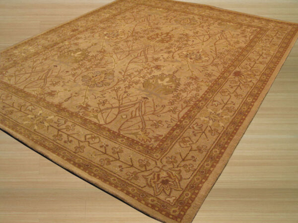 Hand tufted wool beige traditional oriental morris rug 6 x 6 square, detail view 3