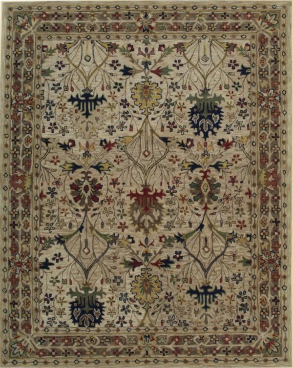 Hand tufted wool ivory traditional oriental morris runner 2. 6 x 10, full view