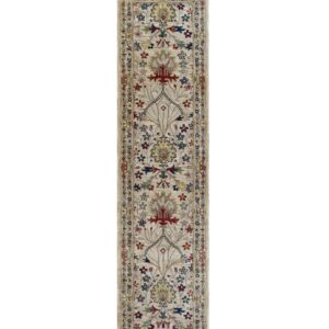 Hand Tufted Wool Ivory Traditional Oriental Morris Runner 2.6 x 10, detail view 2