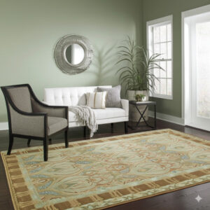 Sophie Enchanting Green Hand Tufted Wool Rug 9 x 12, detail view 2