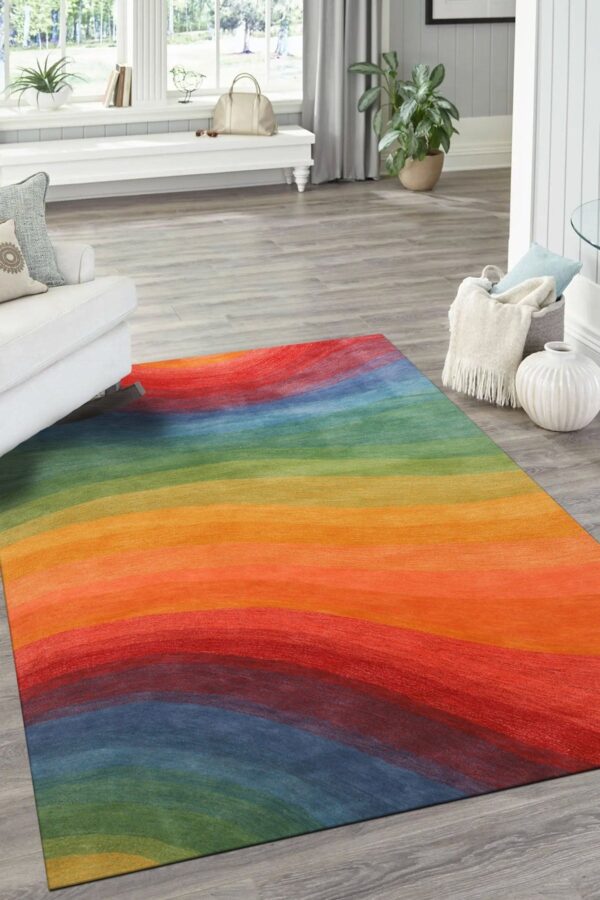 Desertland lollipop multicolor hand-tufted wool rug abstract 9'9 round carpet