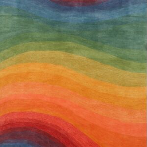 Desertland Lollipop Multicolor Hand-Tufted Wool Rug Abstract 9'9 Round Carpet