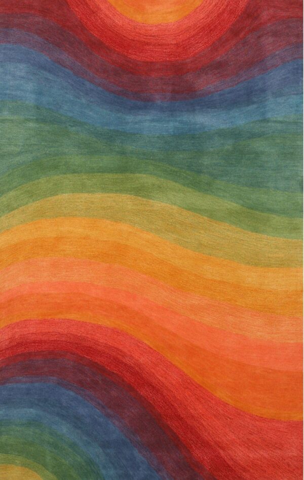Desertland lollipop multicolor hand-tufted wool rug abstract 9'9 round carpet