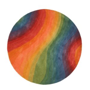 Desertland Lollipop Multicolor Hand-Tufted Wool Rug Abstract 9'9 Round Carpet