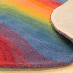 Desertland Lollipop Multicolor Hand-Tufted Wool Rug Abstract 9'9 Round Carpet