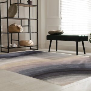 Xena Blue and Gray Hand Tufted Wool Rug 10 Round, detail view 1