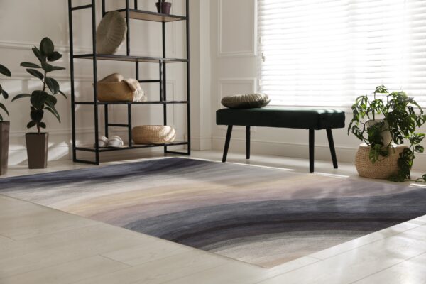 Xena blue and gray hand tufted wool rug 10 round, detail view 1