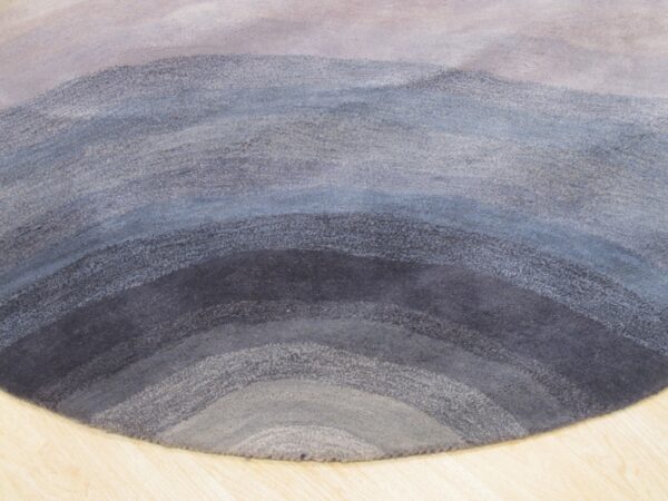Xena blue and gray hand tufted wool rug 10 round, detail view 3