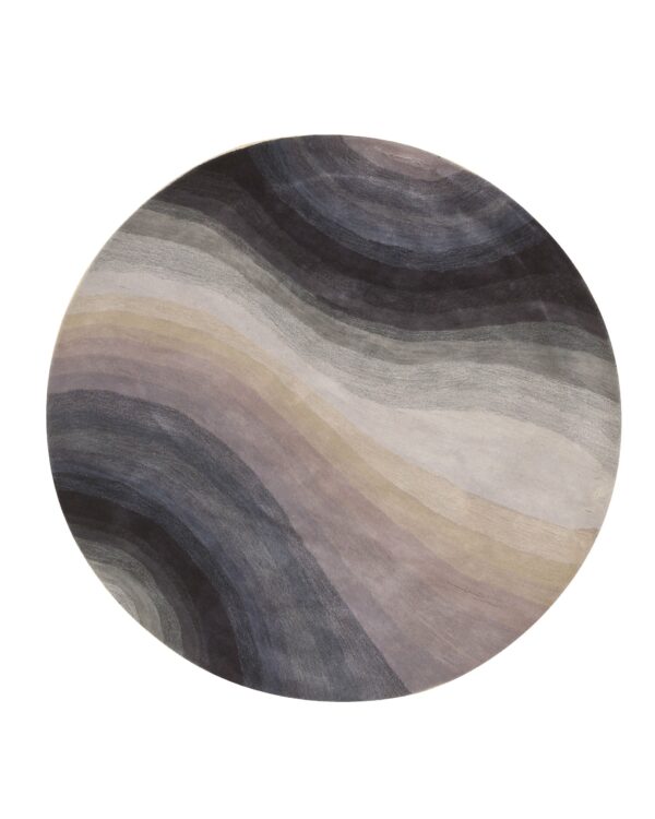 Xena blue and gray hand tufted wool rug 10 round, detail view 2