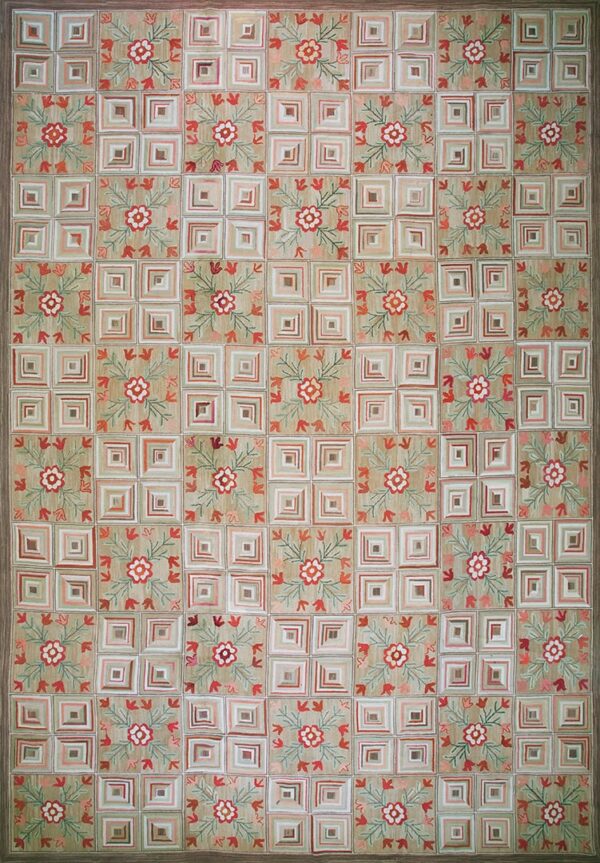 Contemporary american hooked rug, design 1008b 1 Contemporary american hooked rug, design 1008b