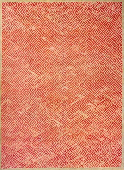 Contemporary wool and silk rug, design 1034 1 Contemporary american hooked rug, design 1034-silk-b