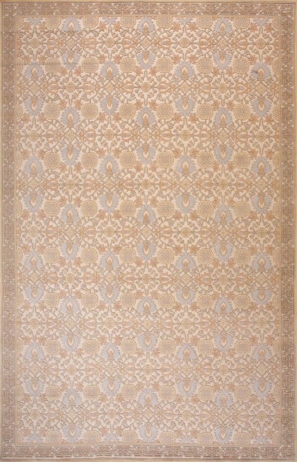 Contemporary high-low pile rug, design 9052 1 Contemporary american hooked rug, design 9052