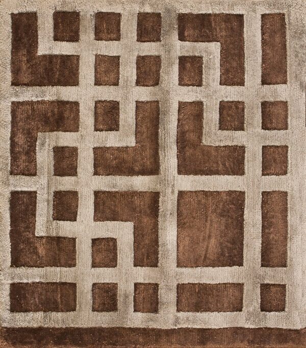 Contemporary high-low pile rug, design 9064 1 Contemporary american hooked rug, design 9064