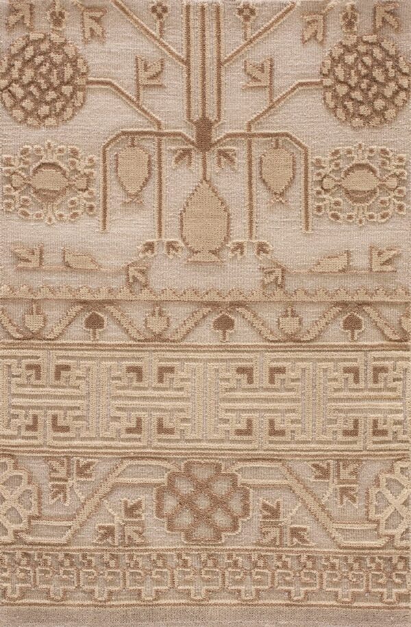 Contemporary high-low pile rug, design 9076 1 Contemporary american hooked rug, design 9076