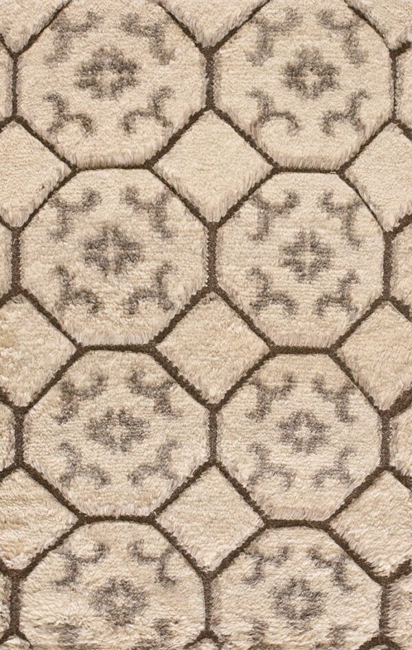 Contemporary high-low pile rug, design 9089 1 Contemporary american hooked rug, design 9089
