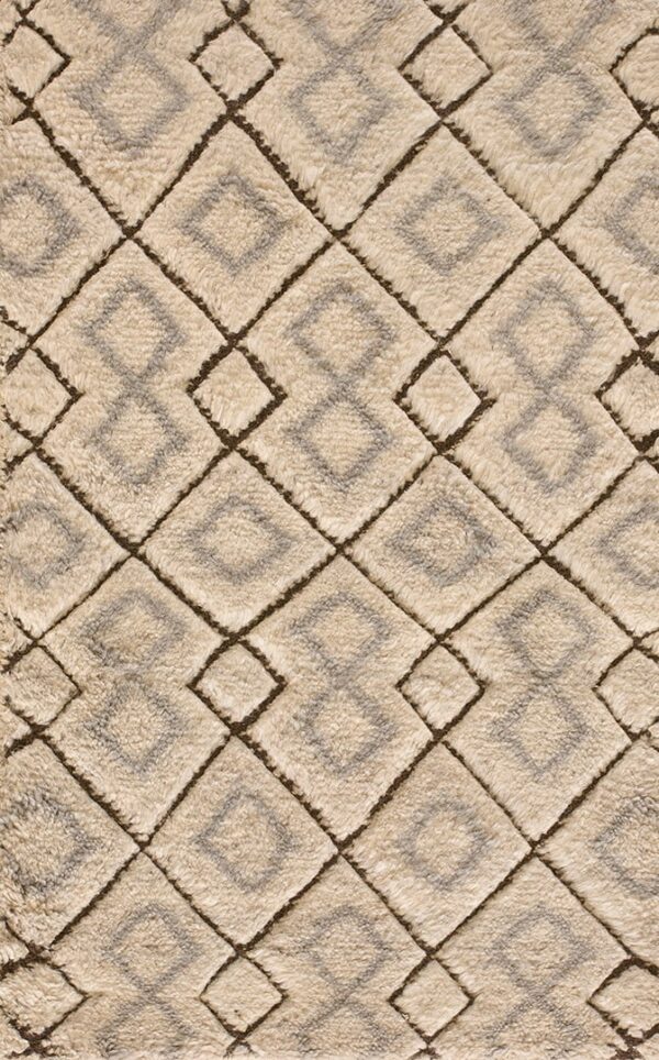 Contemporary high-low pile rug, design 9091 1 Contemporary american hooked rug, design 9091