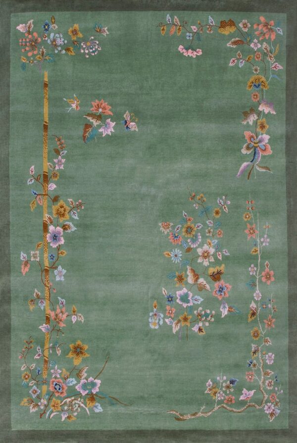Contemporary chinese art deco style rug, design c18015 1 Contemporary american hooked rug, design c18015