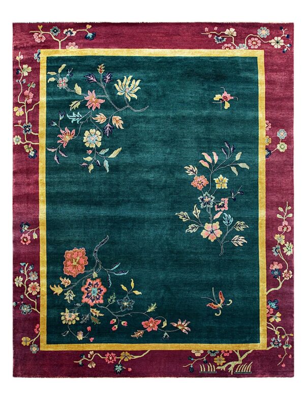 Contemporary chinese art deco style rug, design c18017 1 Contemporary american hooked rug, design c18017