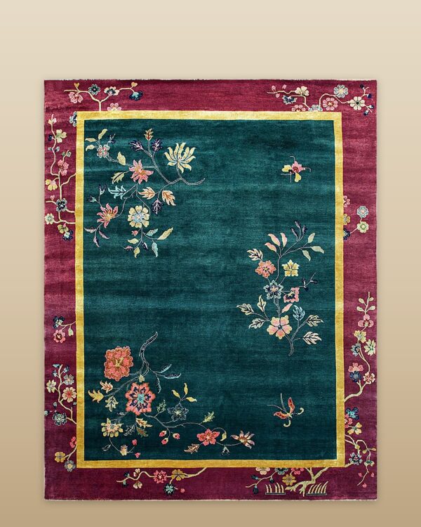 Contemporary chinese art deco style rug, design c18017 1 Contemporary american hooked rug, design c18017
