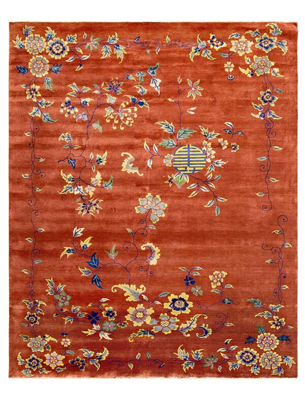 Contemporary chinese art deco style rug, design c18018 1 Contemporary american hooked rug, design c18018