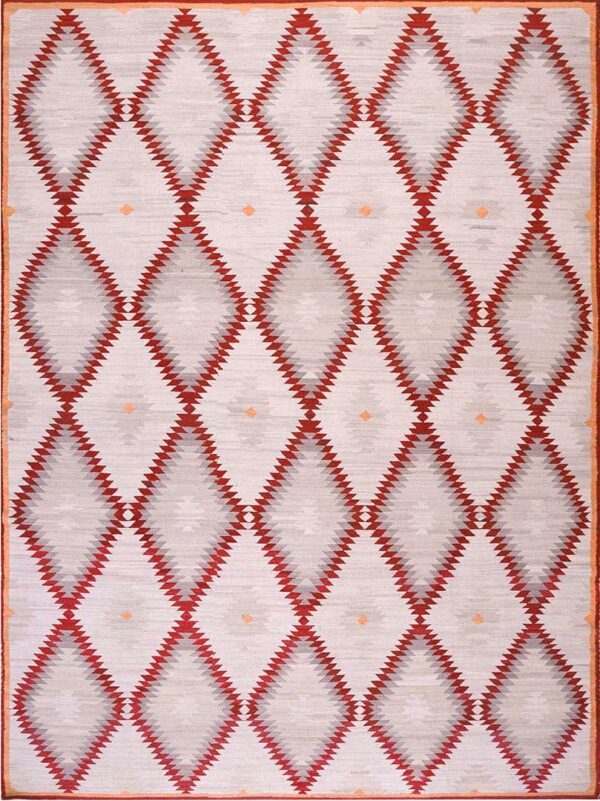 Contemporary southwestern style flat weave rug, design n10024e 1 Contemporary american hooked rug, design n10024e