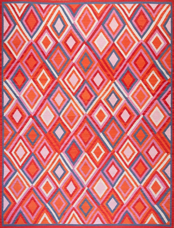 Contemporary southwestern style flat weave rug, design n10028c 1 Contemporary american hooked rug, design n10028c