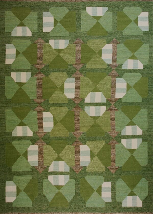 Contemporary swedish style flat weave rug, design sc_38 1 Contemporary american hooked rug, design sc_38