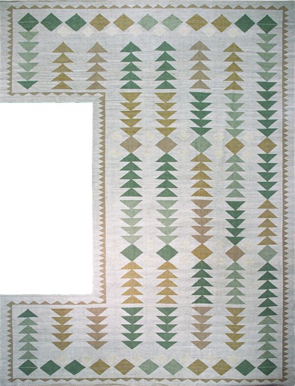 Contemporary swedish style flat weave rug, design sc_39c 1 Contemporary american hooked rug, design sc_39c