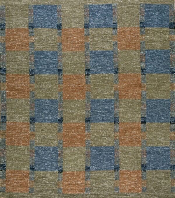 Contemporary swedish style flat weave rug, design sc_540 1 Contemporary american hooked rug, design sc_540